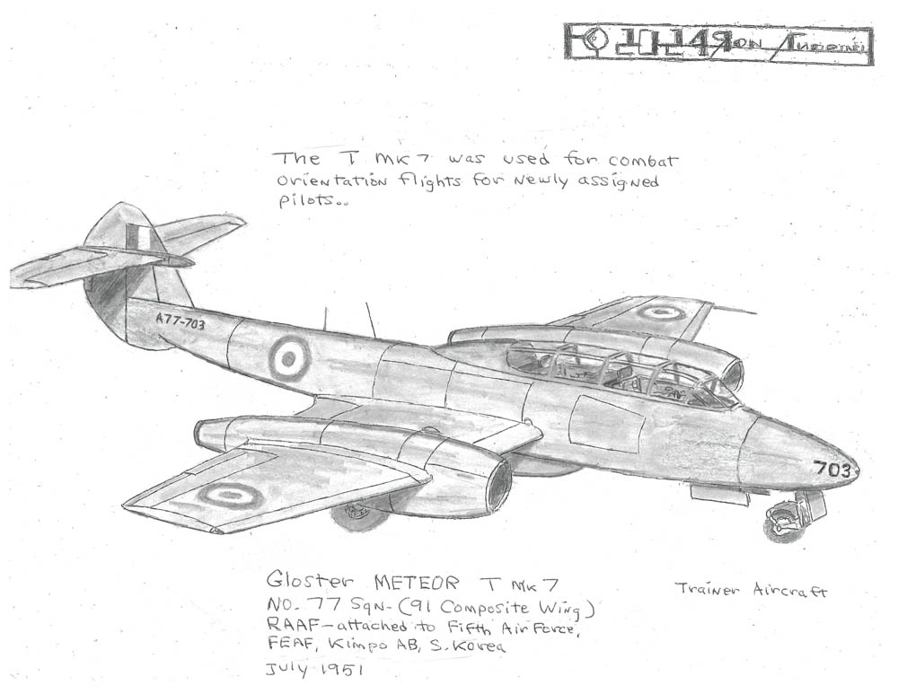 Gloster METEOR T MK 7 No. 775qN. (91 Composite Wing) RAAF-attached to Fifth Air Force, FEAF, Kimpo AB, S. Korea July 1951